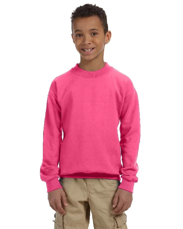 Gildan Youth 50/50 Crewneck Sweatshirt | Safety Pink