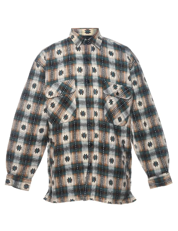 Reduced Price Aztec Pattern Multi-Colour Flannel Shirt - M