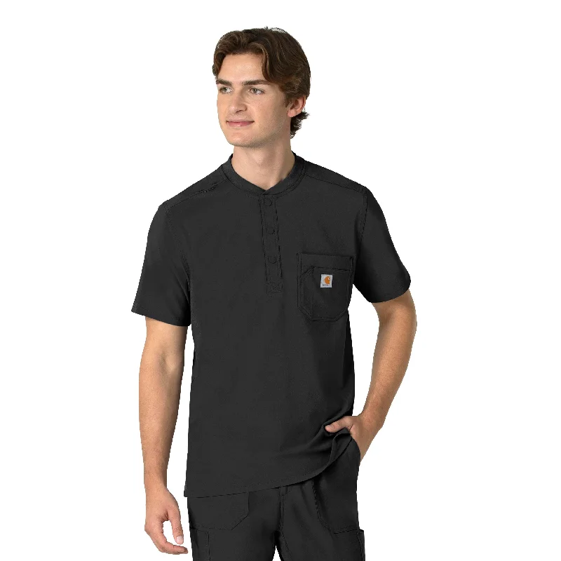 Carhartt Force Cross-Flex Men's Henley Scrub Top - Black