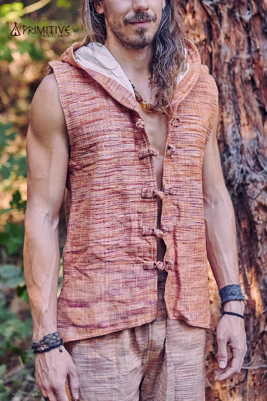Steal Deal Tibetan Vest with Hoodie ๑⋙ Khadi Cotton