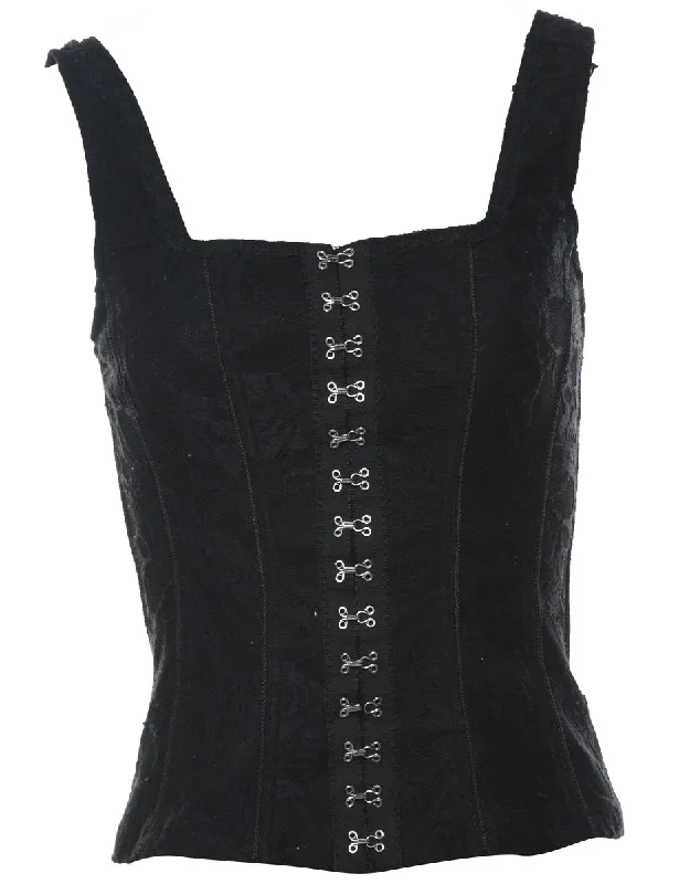 Lowest Price Black Lace Floral Print Corset - M