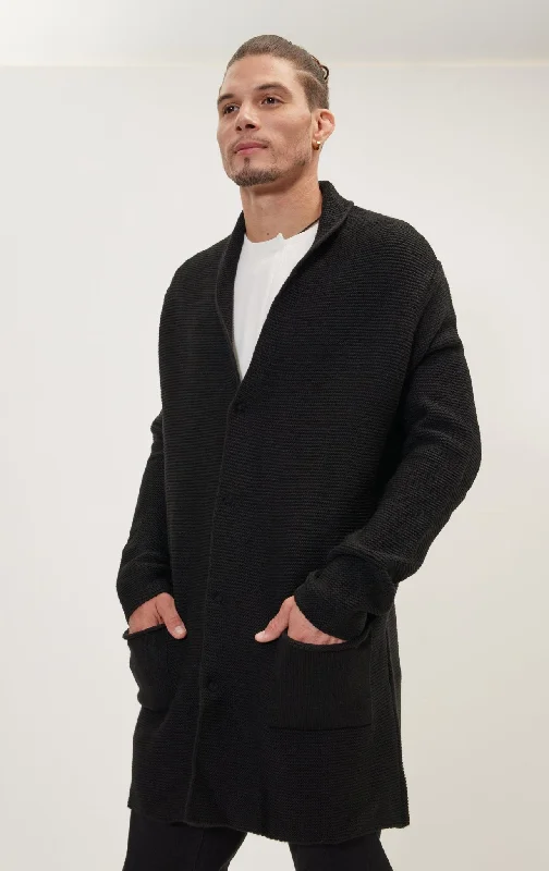 Classic Minimalist Shawl Cardigan - Black