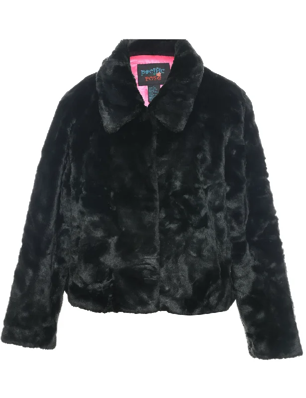 The Best Prices Black Faux Fur Coat - L
