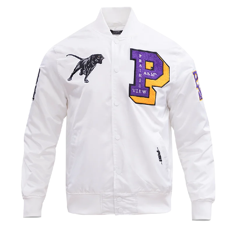 Final Offer PRAIRIE VIEW A&M UNIVERSITY CLASSIC SATIN JACKET (WHITE)