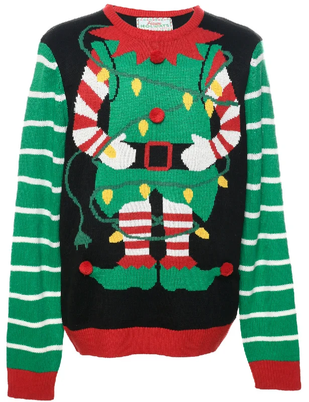 Weekend Bargains to Relish Black Christmas Jumper - XL