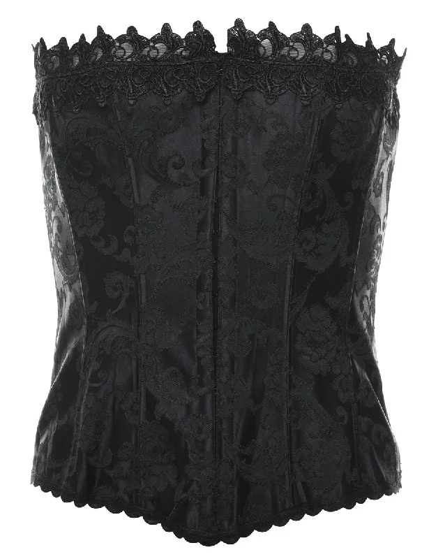 Super Savings Black Floral Print Corset - S