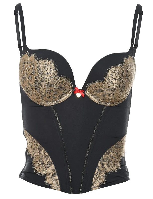 Markdowns Black & Brown Lace Corset - S