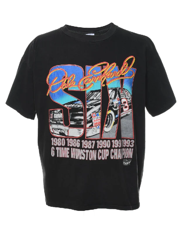 Weekend-Only Price Drops Black Car Design Printed Sports T-Shirt - XL