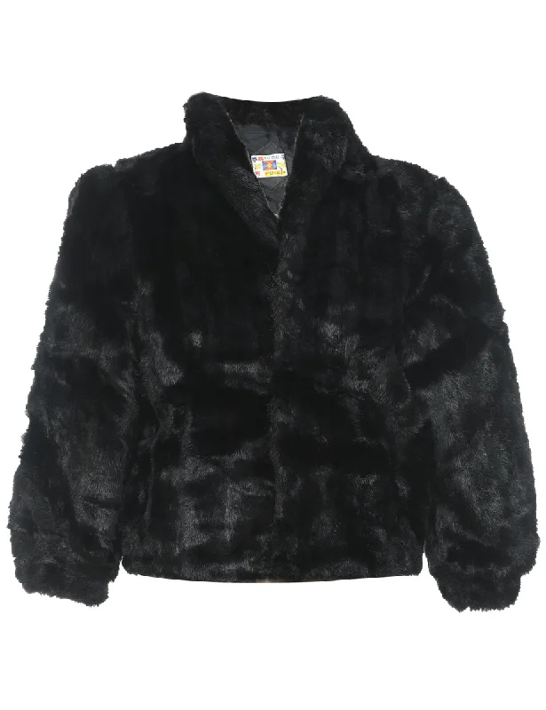 Weekend Offers That Dazzle Black Classic Faux Fur Coat - L