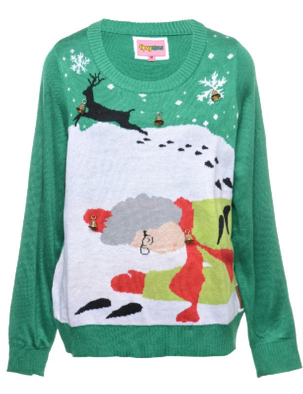 Savings Event Beyond Retro Reworked Christmas Jumper With Bells - XL