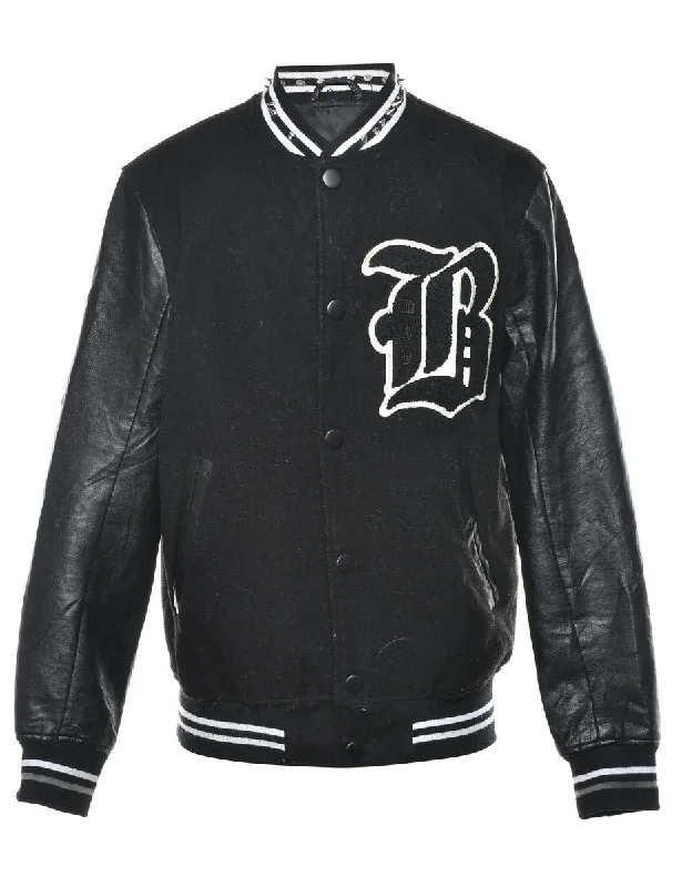 Shop Now Black & White Letterman Team Jacket - M