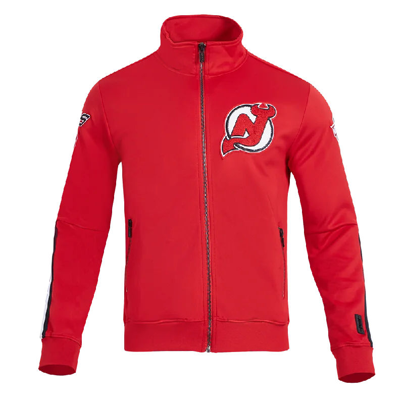 Deal Dash NHL NEW JERSEY DEVILS CLASSIC CHENILLE MEN'S DK TRACK JACKET (RED/BLACK)