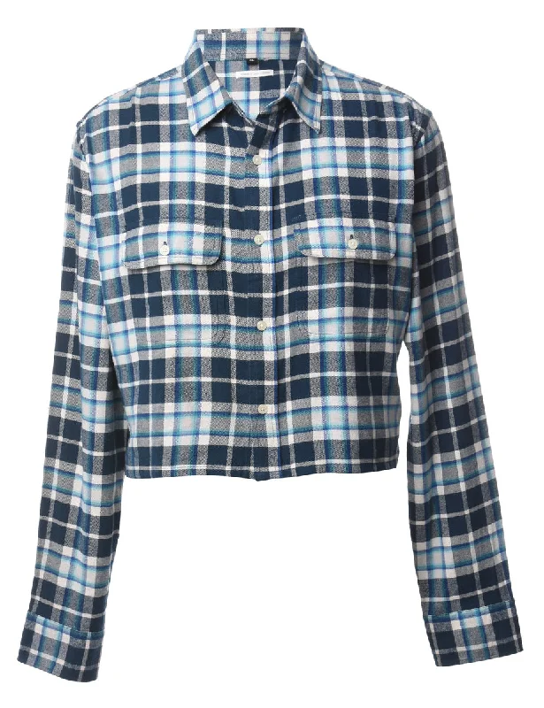 Friends and Family Sale Beyond Retro Reworked Cropped Long Sleeve Flannel Shirt - XL