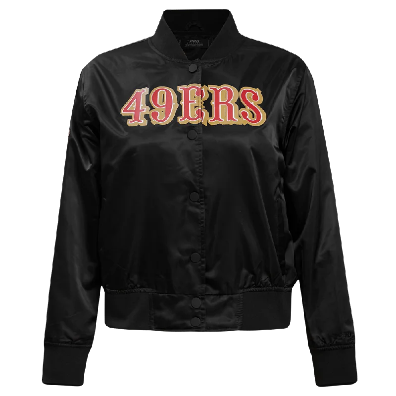 Discount Mania NFL SAN FRANCISCO 49ERS CLASSIC WOMEN'S SATIN JACKET (BLACK)