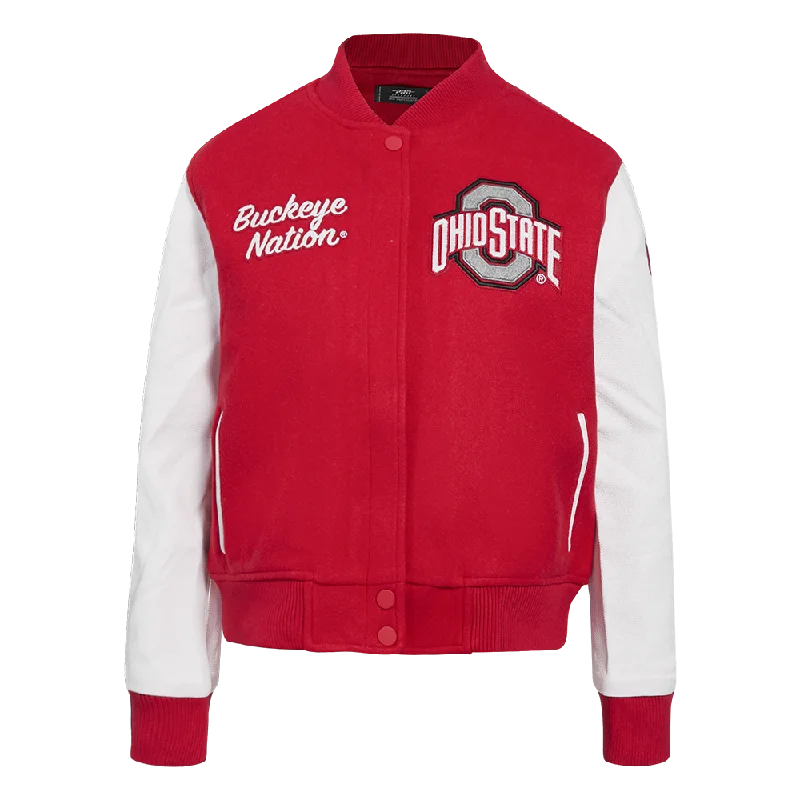 Clearance Sale OHIO STATE UNIVERSITY CLASSIC WOMEN'S WOOL VARSITY JACKET (RED/WHITE) Clearance Sale OHIO STATE UNIVERSITY CLASSIC WOMEN'S WOOL VARSITY JACKET (RED/WHITE)