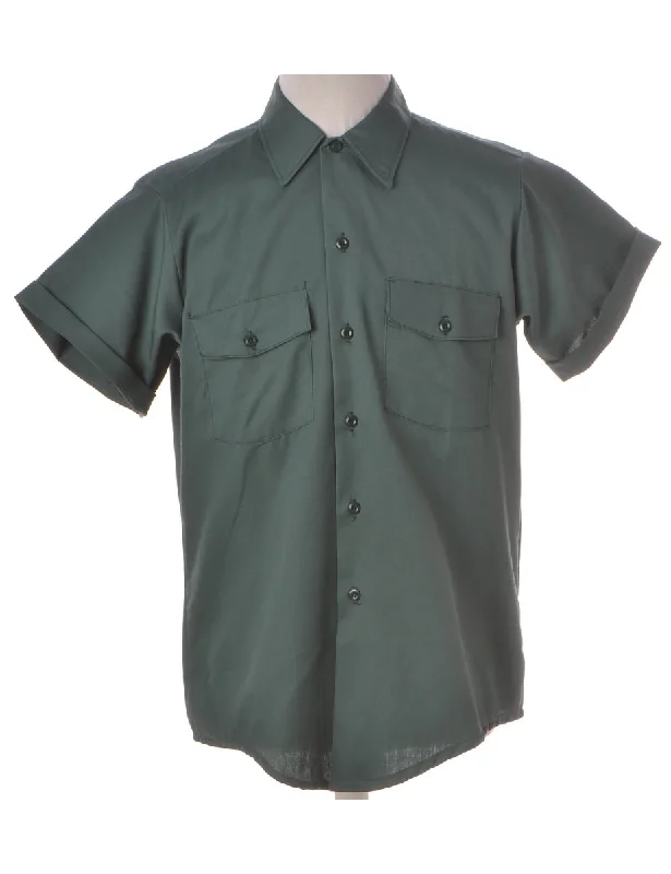 Can't Be Beat Beyond Retro Label Dickies Shirt Green With A Classic Collar