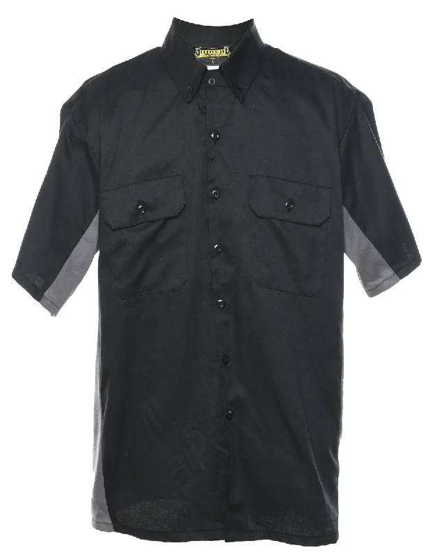 Massive Savings Black & White Biker Style Workwear Shirt - L