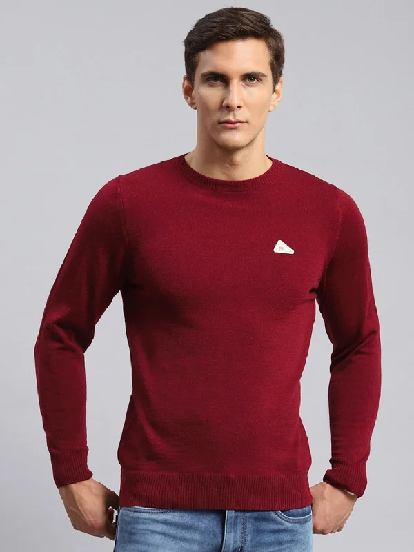 Amazing Value Men Red Solid Wool Blend Pullover