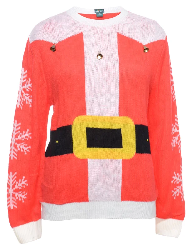 Celebrate the Weekend with Discounts Beyond Retro Reworked Christmas Jumper With Bells - M