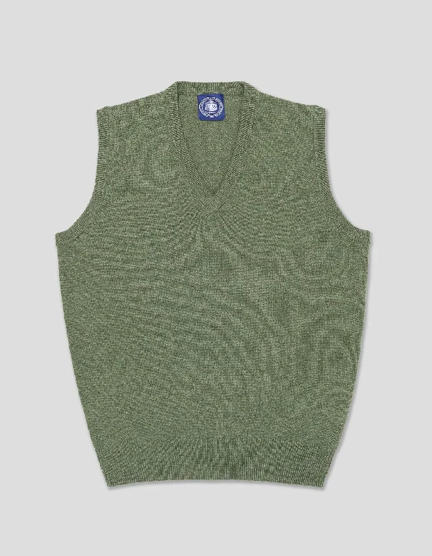 Mega Sale LAMBSWOOL V NECK VEST - GREYISH GREEN