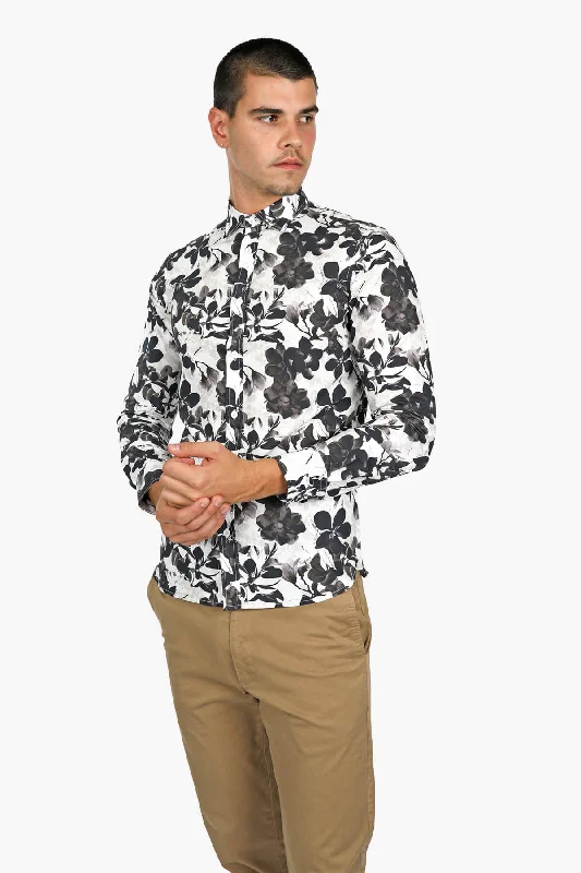 James Harper | Mono Floral Slim Fit Casual Shirt