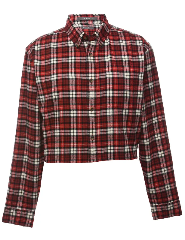 Loyalty Reward Beyond Retro Reworked Cropped Long Sleeve Flannel Shirt - XL