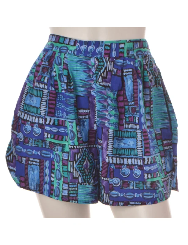 Don't Miss Out Beyond Retro Label Summer Shorts Blue With An Elasticized Waist