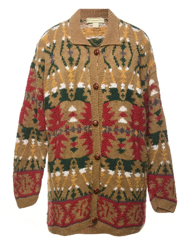 Special Price Aztec Print Chunky Knit Cardigan - L