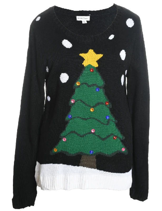 Weekend Offers That Please Black Christmas Jumper - L