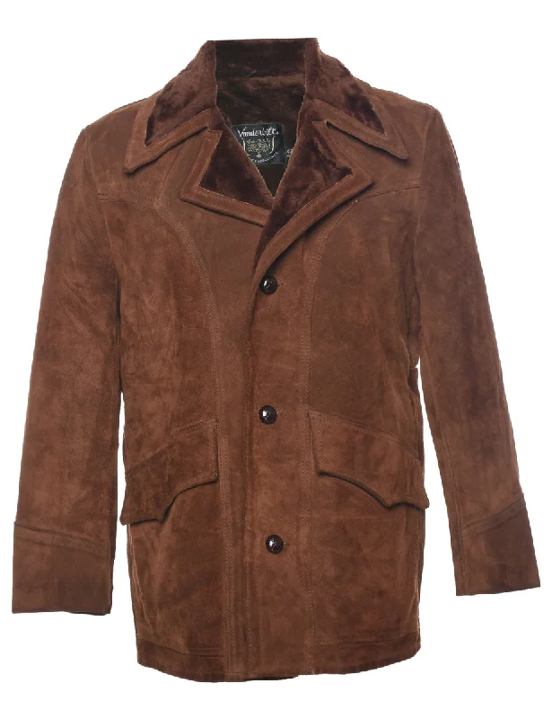 Brown Shearling Suede Jacket - M