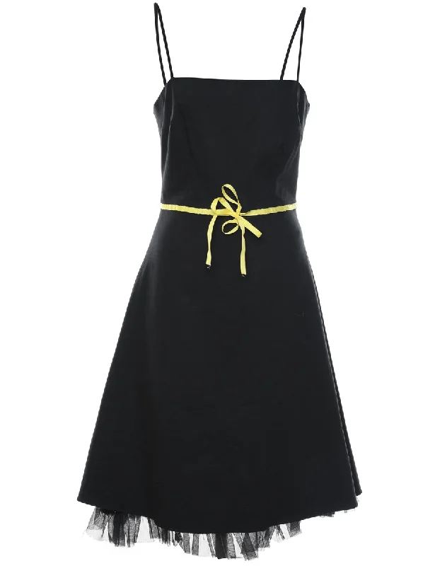 Top Pick Black & Yellow 1990s Evening Dress - M