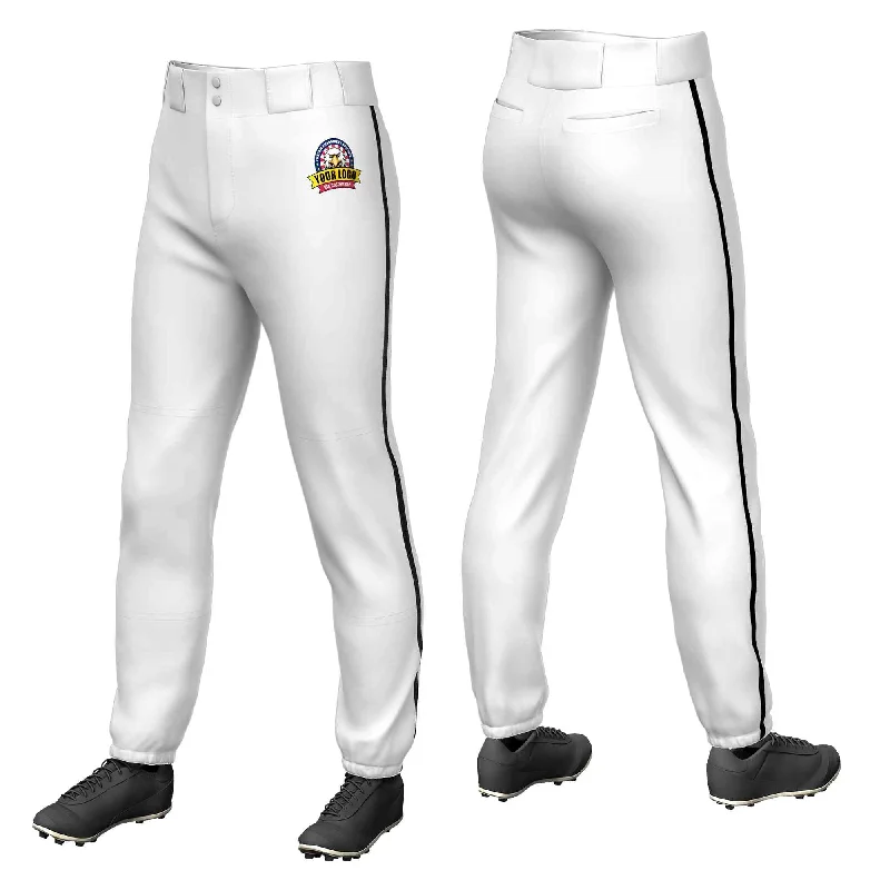 Buy Today Custom White Black Classic Fit Stretch Practice Pull-up Baseball Pants