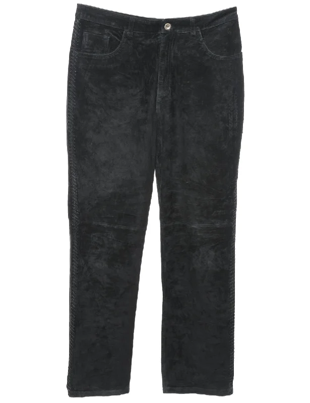 Great Deals Black Classic Suede Trousers - W32 L30
