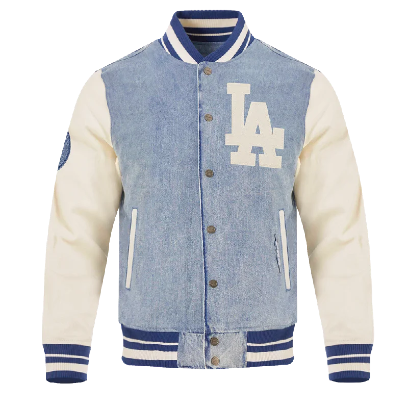 Early Access MLB LOS ANGELES DODGERS VARSITY BLUES MEN'S DENIM VARSTIY JACKET (DENIM/LINEN)