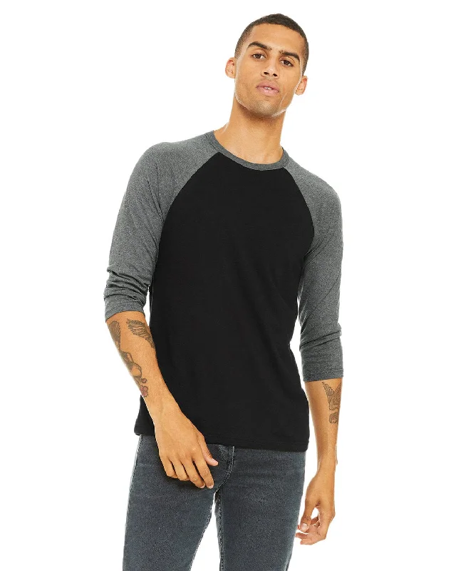 Big Discounts Bella+Canvas Unisex Triblend 3/4-Sleeve Baseball T-Shirt | Black/ Deep Hthr