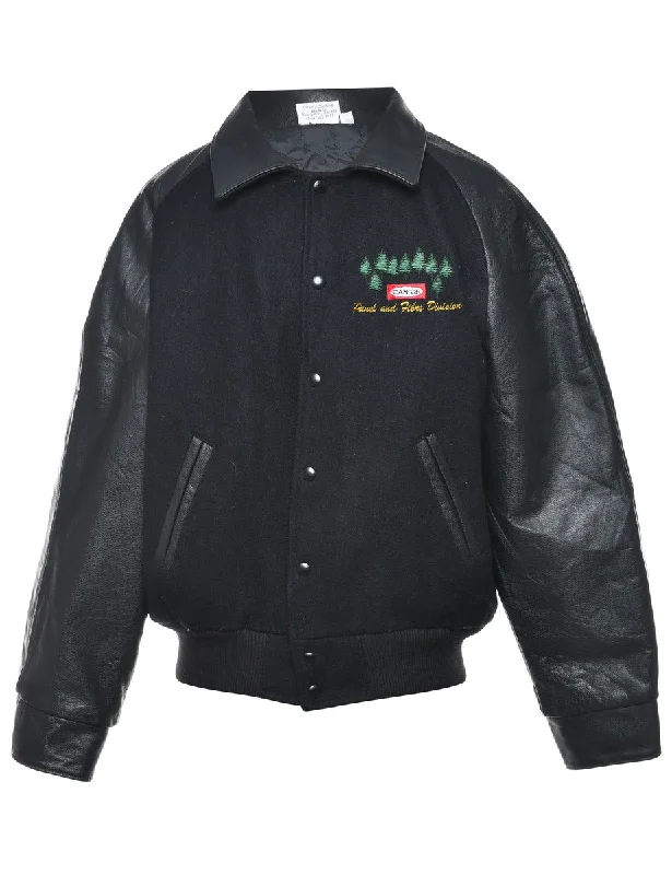 Hurry In Black Embroidered Team Jacket - M
