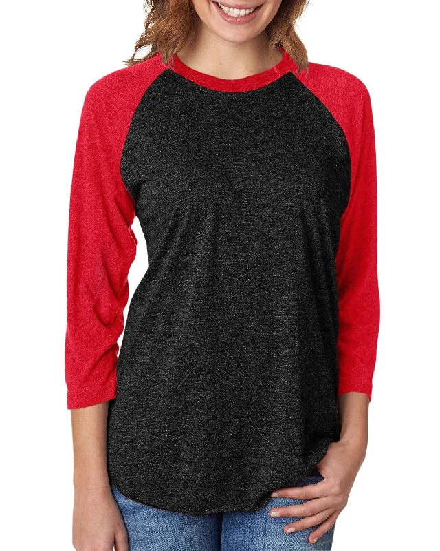 Next Level Unisex Triblend 3/4-Sleeve Raglan Tee | Vin Red/ Vin Blk