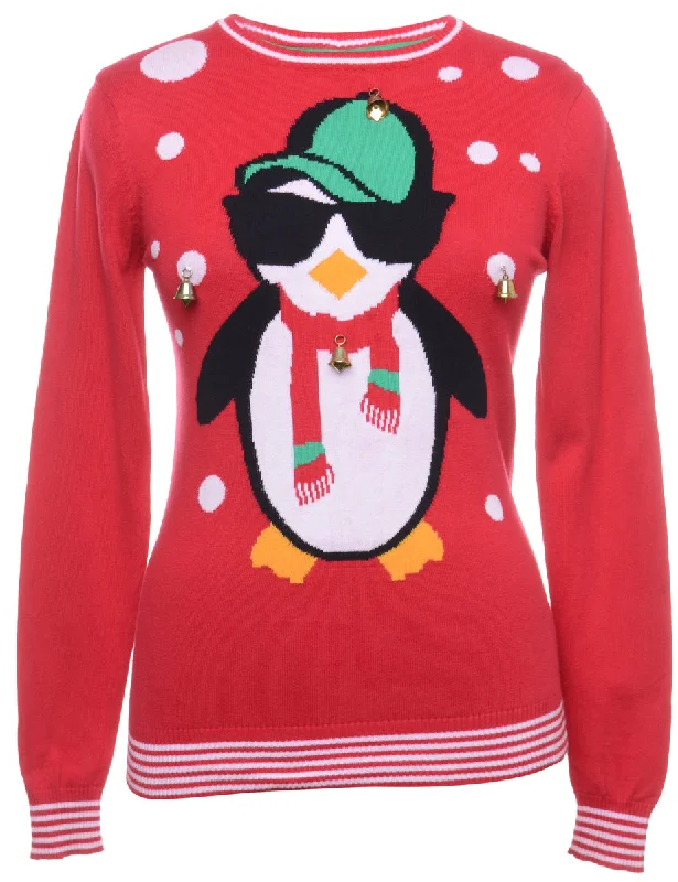 Weekend Sale: Don't Miss Out Beyond Retro Reworked Christmas Jumper With Bells - M