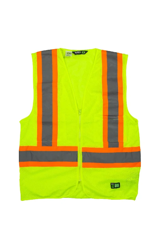 Year-End Sale Berne Mens Yellow Polyester Hi-Visibility Multi-Color Vest