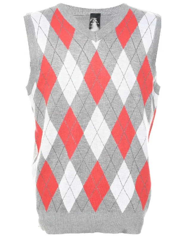 Lowest Rates Argyle Pattern Sweater Vest - M