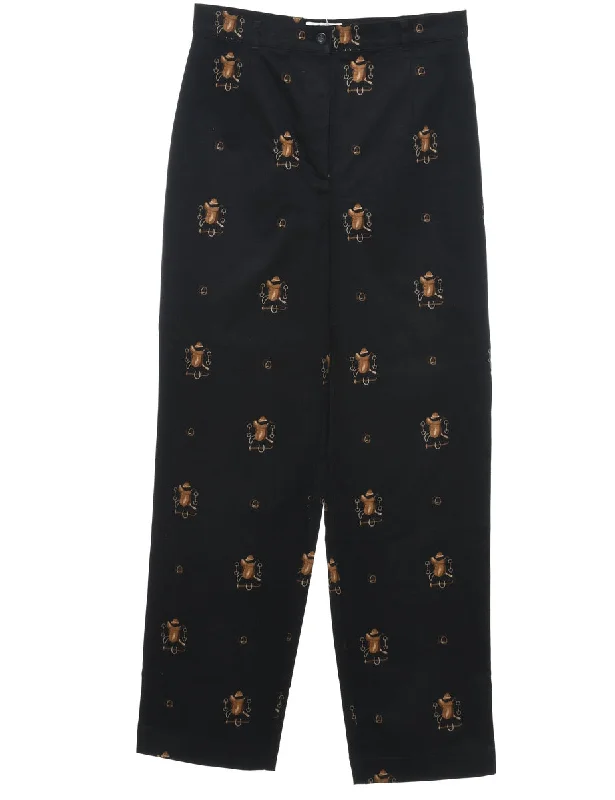 Black Western Printed Trousers - W30 L30