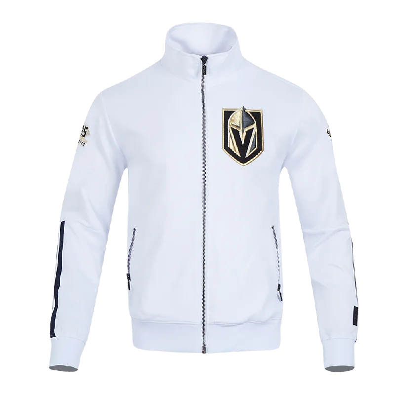 Instant Discount NHL VEGAS GOLDEN KNIGHTS CLASSIC CHENILLE MEN'S DK TRACK JACKET (WHITE/BLACK)