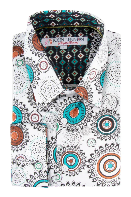 Don't Miss Out John Lennon Harrington Shirt Teal