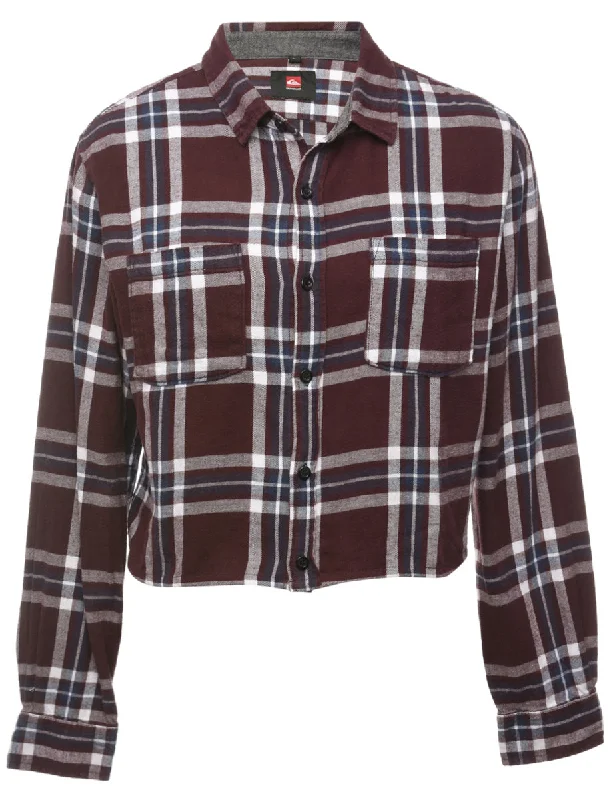 Weekend Flash Sale Beyond Retro Reworked Cropped Long Sleeve Flannel Shirt - L