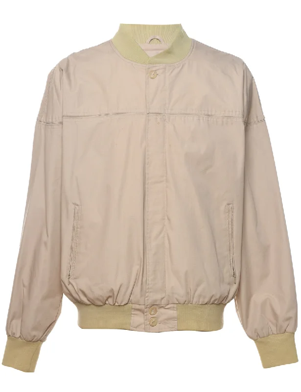 Discount Deals Beige Zip-Front Classic Bomber Jacket - XL