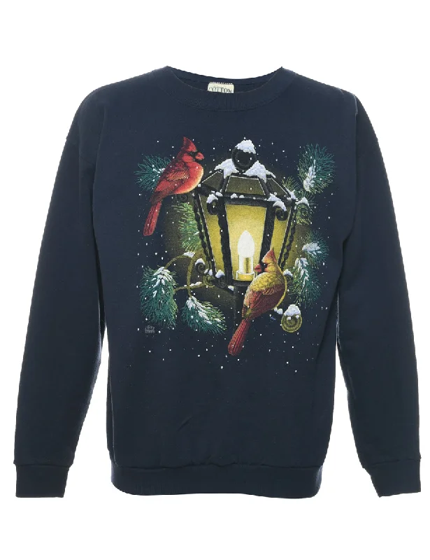 Exclusive Savings Bird Print Christmas Sweatshirt - L