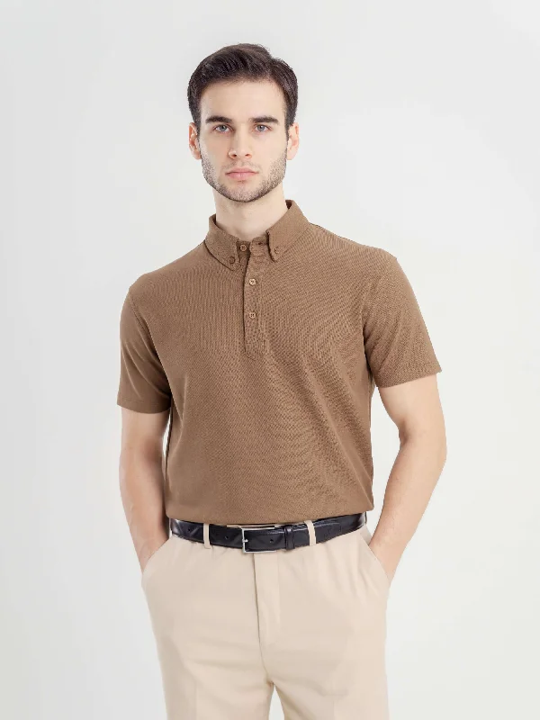 Weekend Bargains to Relish Dante Polo Button Down Short Sleeve - Coffee