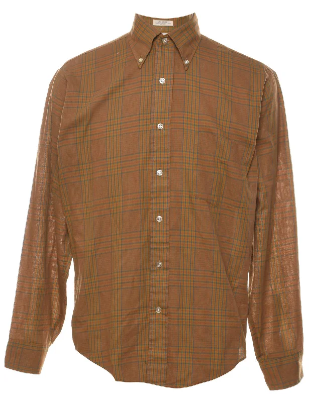 Brown Checked Shirt - M