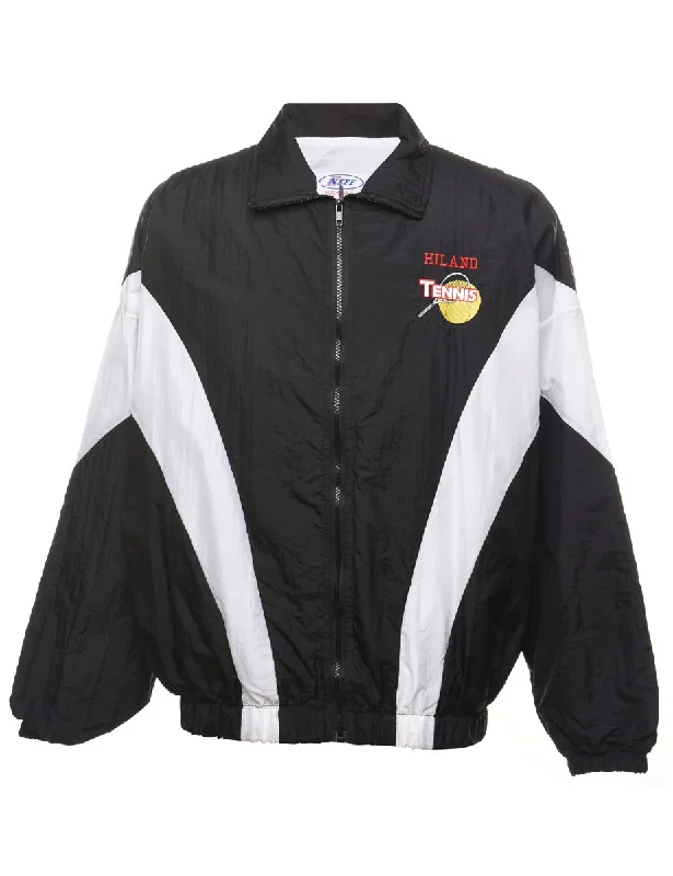 Reduced Rates Black & White Hiland Tennis Nylon Jacket - L