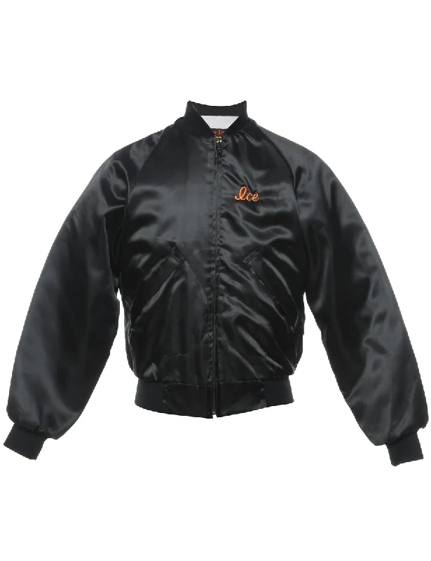 Buy More, Save More Black & Orange Embroidered Vintage Bomber Jacket - XS